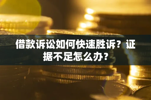 武汉借款诉讼如何快速胜诉？证据不足怎么办？